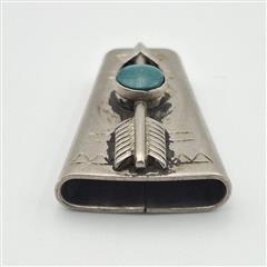 Vintage Fred Harvey Era 925 Sterling Silver Turquoise Arrow Slide Bolo Tie Clasp